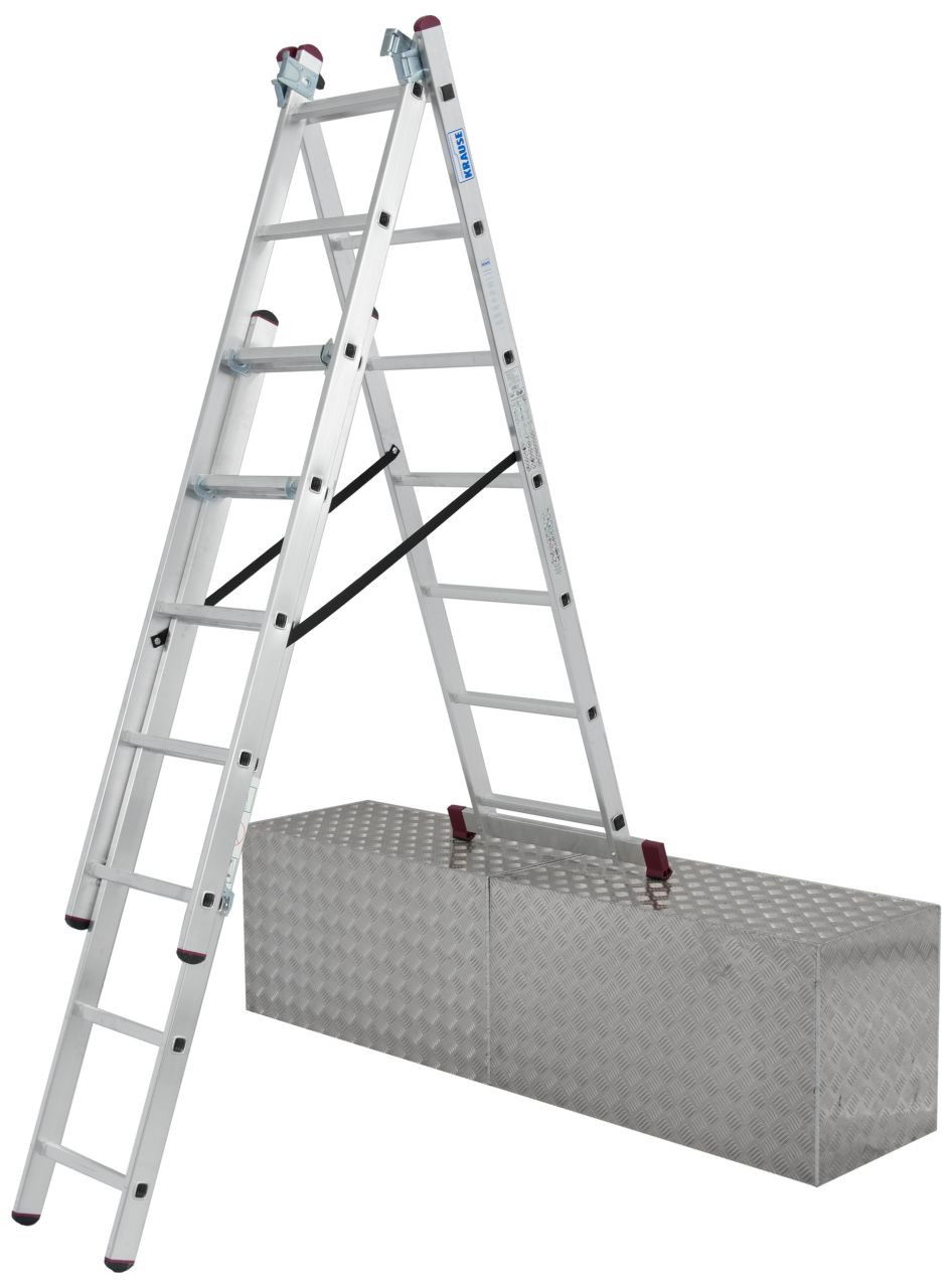 Krause CORDA háromrészes létrafokos sokcélú létra lépcsőfunkcióval, 3x7 fokos termék fő termékképe