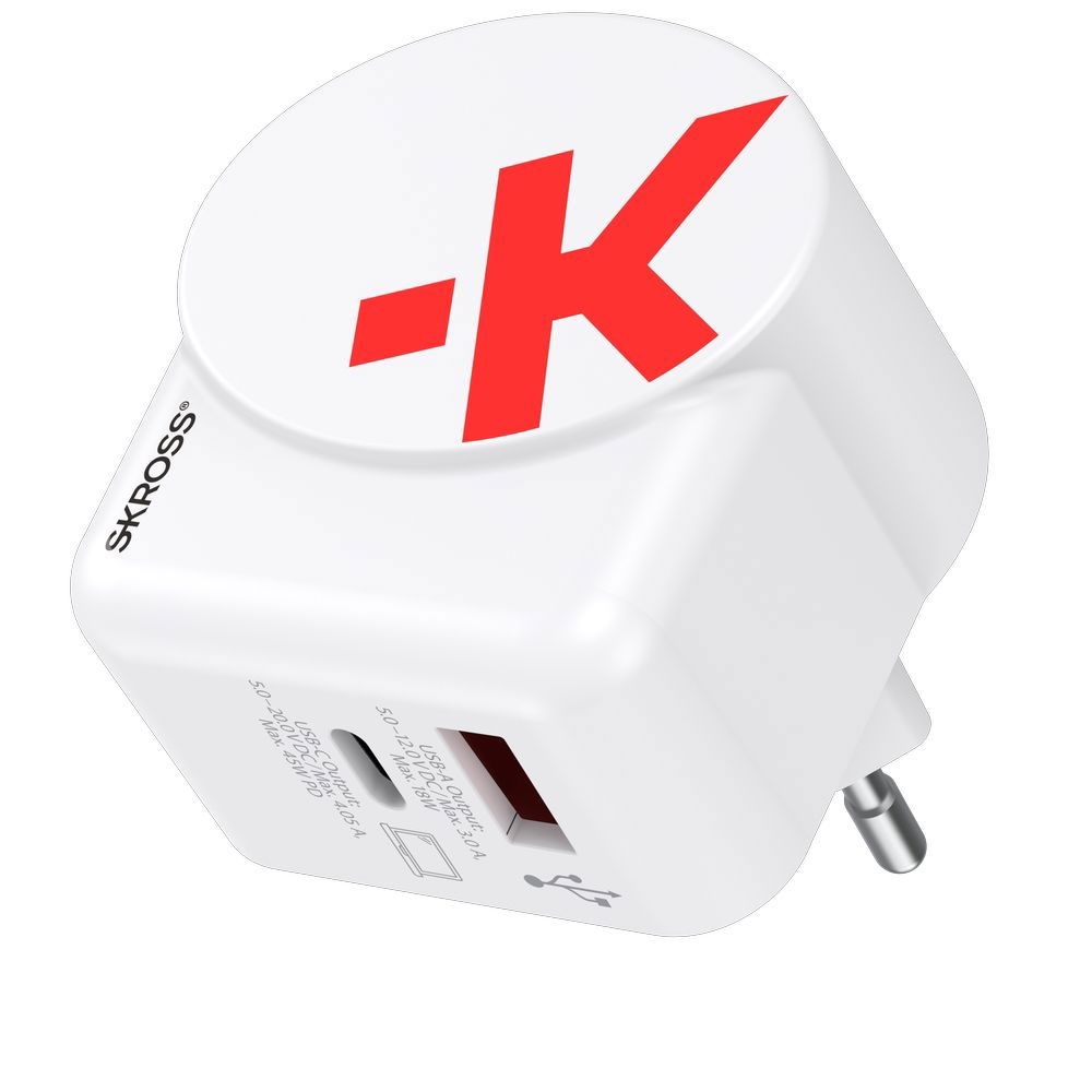 Skross USB gyorstöltő (USB-C, USB-A) 45W, PD, +1,6m USB-C kábel, GaN termék fő termékképe